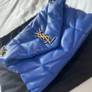 Saint Laurent Lambskin Quilted Medium Loulou Puffer Monogram Chain Satchel
